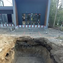 Foundation excavation for new home construction in Grey County Ontario